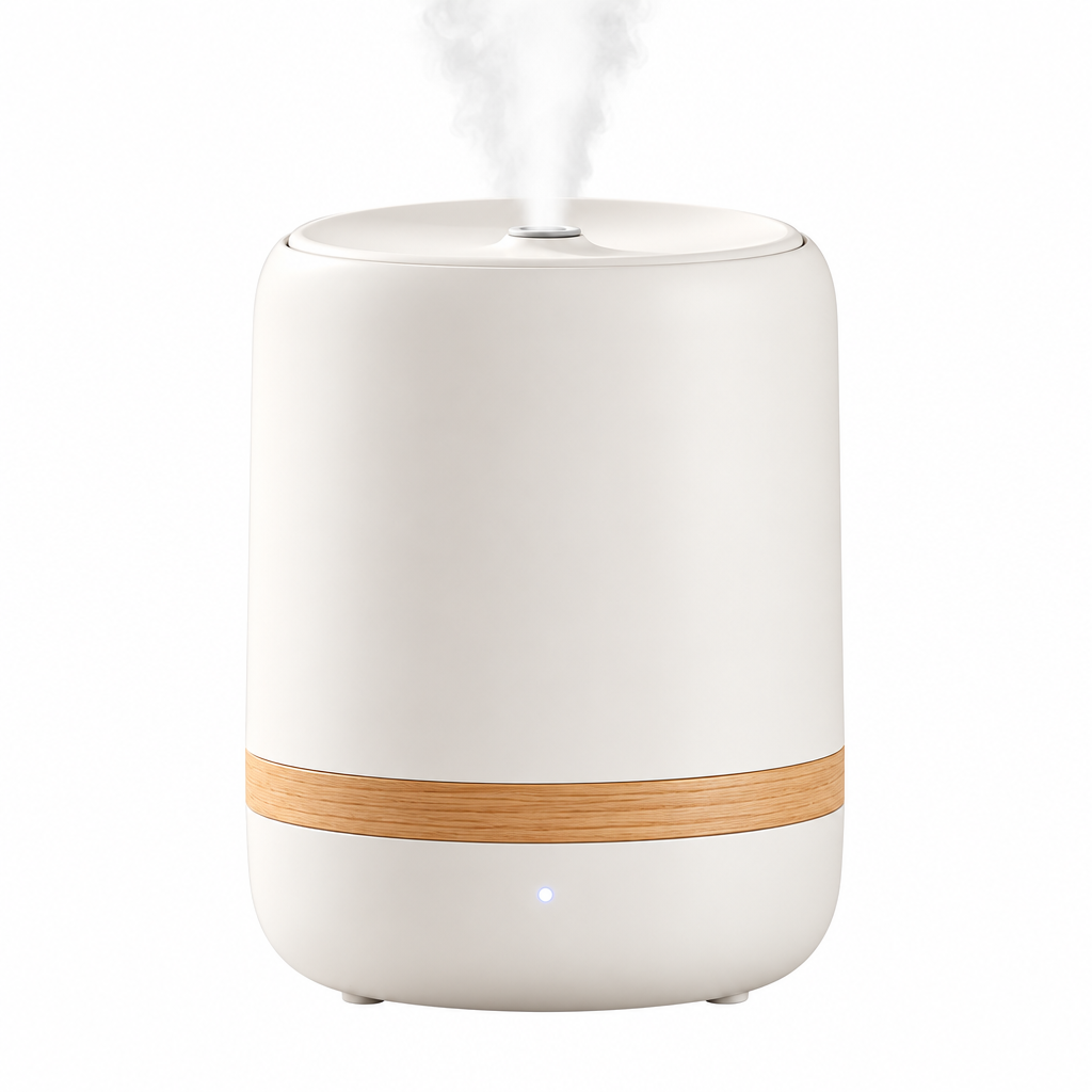 Laoiyae™ Ivory Cool-Mist Humidifier with Wood-Tone Accent — full product view