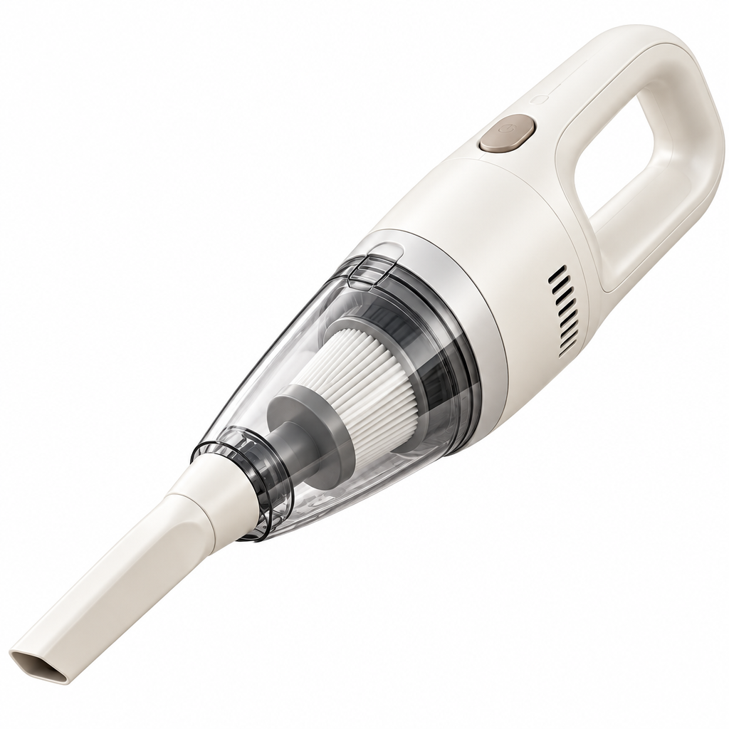 Laoiyae™ Ivory Cordless Handheld Vacuum with Crevice Nozzle — full product view