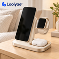Laoiyae™ Three-in-One Wireless Charging Stand in Ivory and Champagne — logo product image