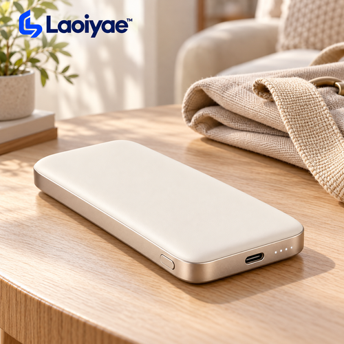 Laoiyae™ Compact Ivory Power Bank with USB-C Port — logo product image