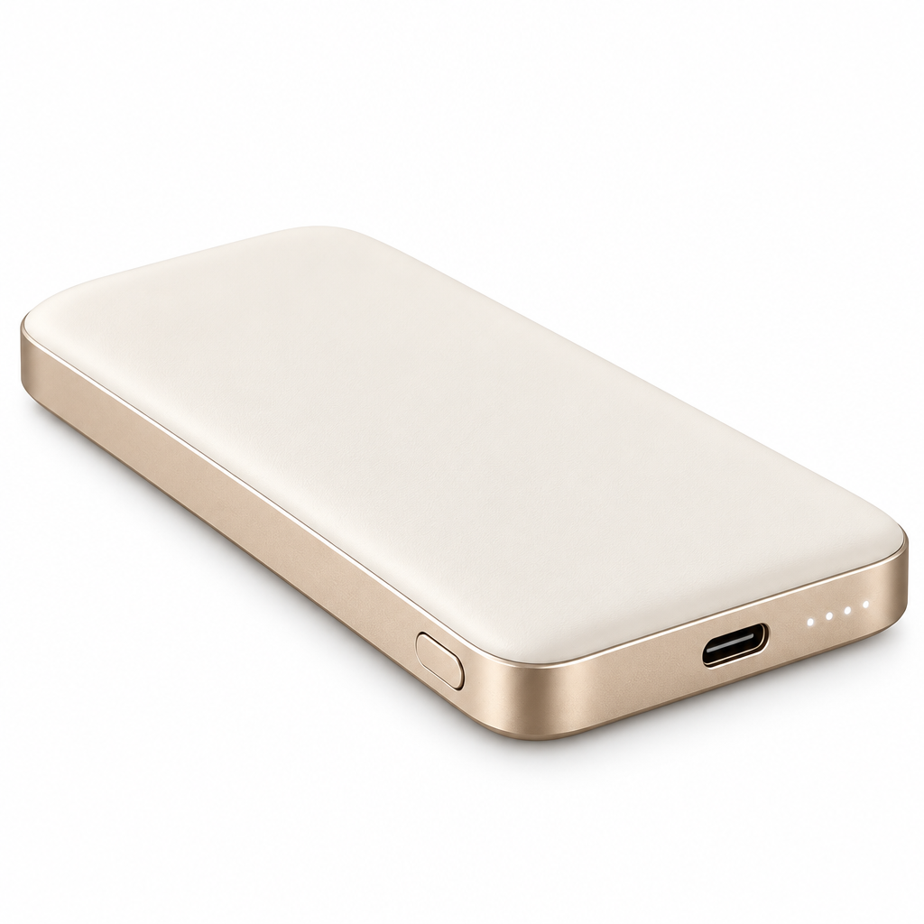 Laoiyae™ Compact Ivory Power Bank with USB-C Port — full product view