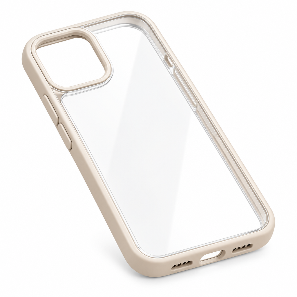 Laoiyae™ Clear Phone Case with Warm Beige Bumper — full product view