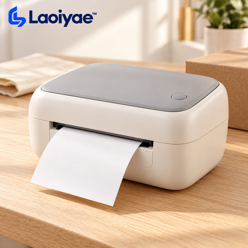 Laoiyae™ Compact Desktop Thermal Label Printer in Ivory — logo product image