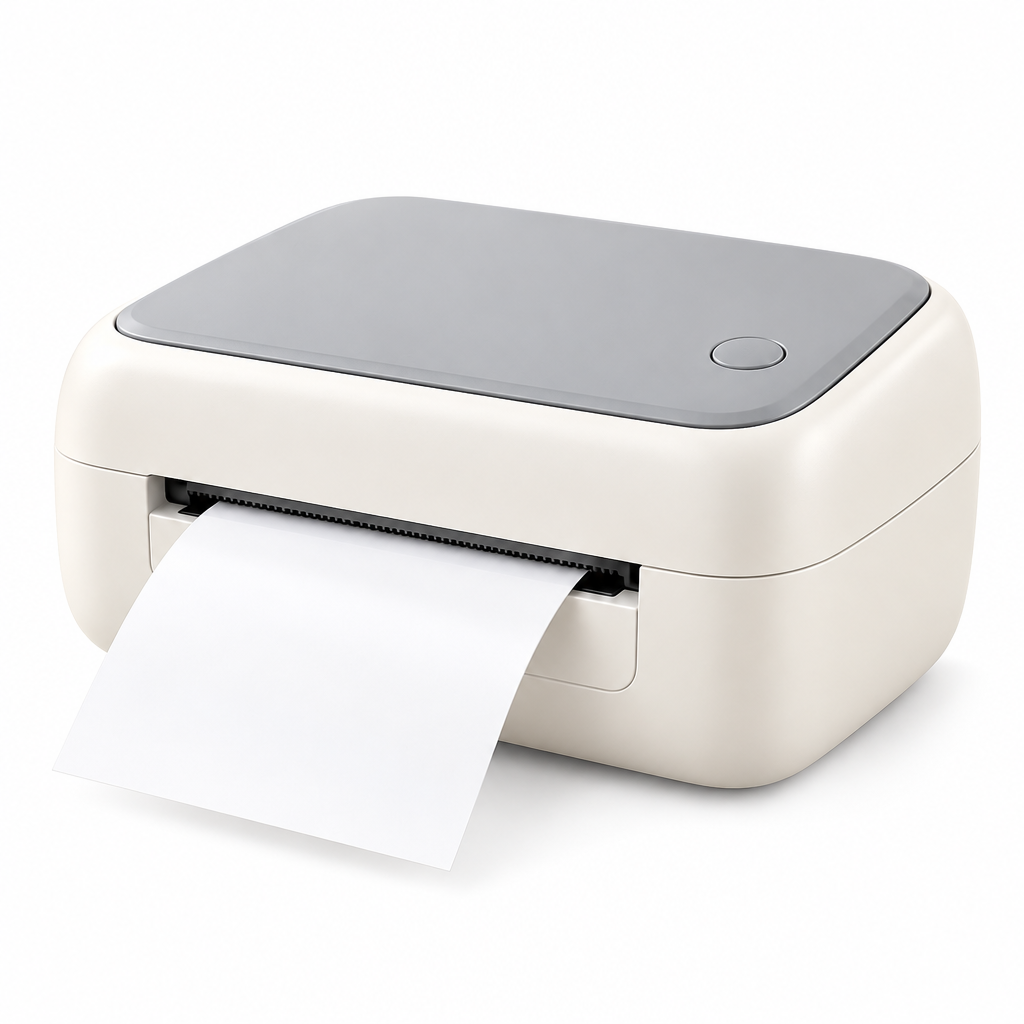 Laoiyae™ Compact Desktop Thermal Label Printer in Ivory — full product view